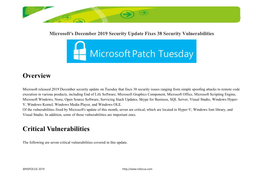S December 2019 Security Update Fixes 38 Security Vulnerabilities