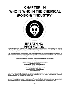 Chapter 14 Who Is Who in the Chemical (Poison) “Industry”