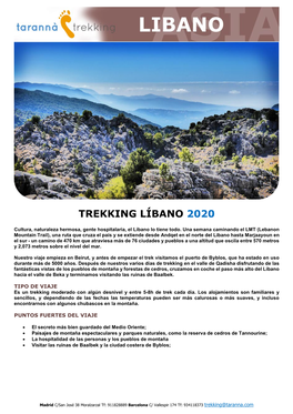 Trekking Líbano 2020