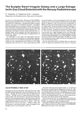 The Sculptor Dwarf Irregular Galaxy and a Large Extraga­ Lactic Gas Cloud Detected with the Nan~Ay Radiotelescope