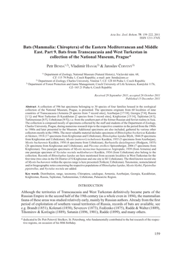 Bats (Mammalia: Chiroptera) of the Eastern Mediterranean and Middle East