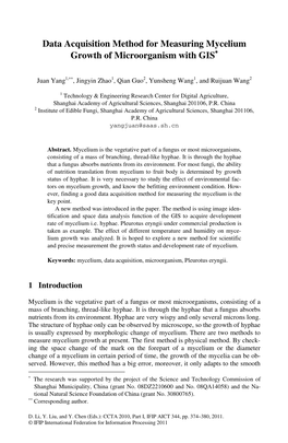 Data Acquisition Method for Measuring Mycelium Growth of Microorganism with GIS∗