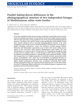 Parallel Habitat-Driven Differences in the Phylogeographical Structure of Two Independent Lineages of Mediterranean Saline Water Beetles