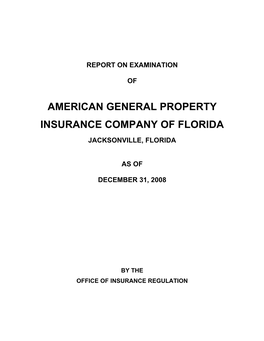 American General Property Insurance Company of Florida (12/31/2008)