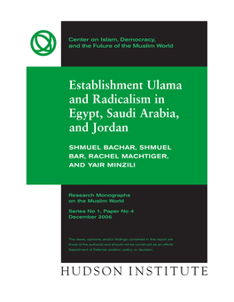 Establishment Ulama and Radicalism in Egypt, Saudi Arabia, and Jordan