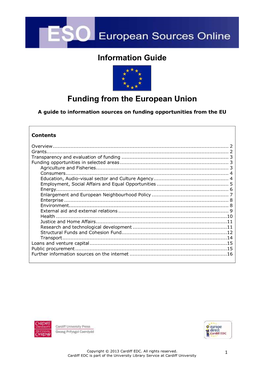 Information Guide Funding from the European Union