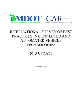 International Survey of Best Practices in Connected and Automated Vehicle Technologies