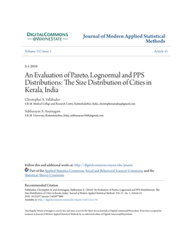 An Evaluation of Pareto, Lognormal and PPS Distributions: the Size Distribution of Cities in Kerala, India,