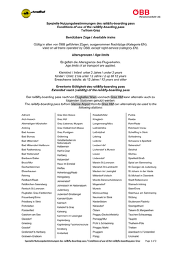 Spezielle Nutzungsbestimmungen Des Rail&Fly-Boarding Pass Conditions of Use of the Rail&Fly-Boarding Pass To/From Graz B