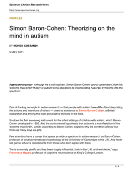 Simon Baron-Cohen: Theorizing on the Mind in Autism