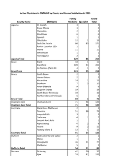 County Name CSD Name Family Medicine Specialist Grand Total