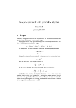 Torque Expressed with Geometric Algebra