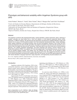 Henotypic and Behavioral Variability Within Angelman Syndrome Group with UPD