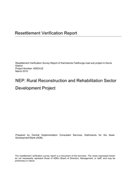 Resettlement Verification Report