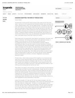 Designing Identities: the Work of Teenage Girls 1/22/2013 4:03 Pm