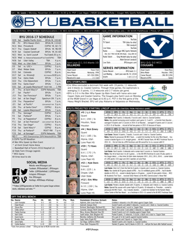 Byu 2016-17 Schedule Social Media 1 Game Information