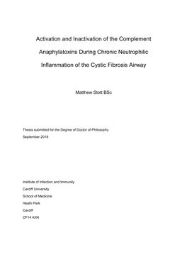 Activation and Inactivation of the Complement Anaphylatoxins