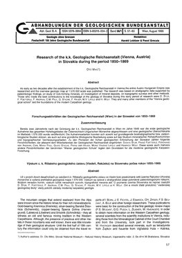 G, Abhandlungen Der Geologischen Bundesanstalt