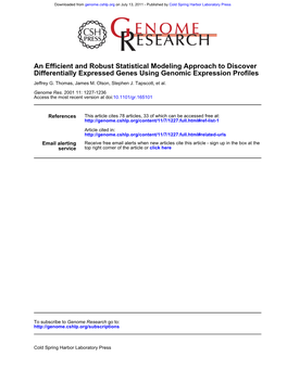 Differentially Expressed Genes Using Genomic Expression Profiles An