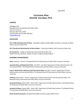 David Van Slyke CV