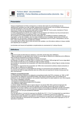 Fichier Mobilités Professionnelles (Domicile - Lieu De Travail)