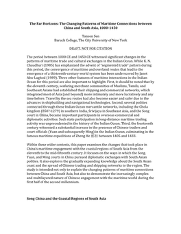 The Far Horizons: the Changing Patterns of Maritime Connections Between China and South Asia, 1000-1450