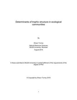 Determinants of Trophic Structure in Ecological Communities