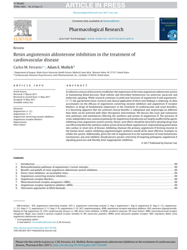 Renin Angiotensin Aldosterone Inhibition in the Treatment of Cardiovascular Disease