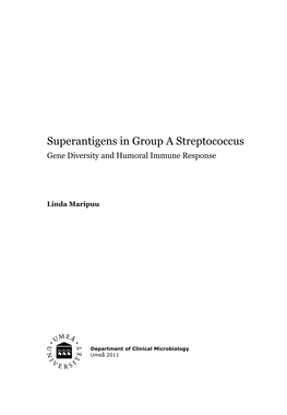 Superantigens in Group a Streptococcus Gene Diversity and Humoral Immune Response