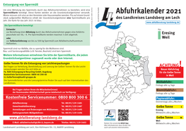 Abfuhrkalender Für Eresing Und Weil Für Das Jahr