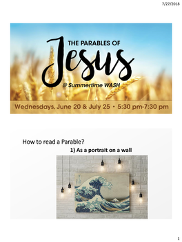 How to Read a Parable? 1) As a Portrait on a Wall