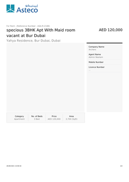 Specious 3BHK Apt with Maid Room Vacant at Bur Dubai