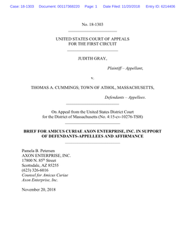 Case: 18-1303 Document: 00117368220 Page: 1 Date Filed: 11/20/2018 Entry ID: 6214406