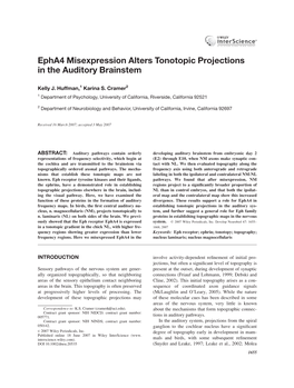 Epha4 Misexpression Alters Tonotopic Projections in the Auditory Brainstem