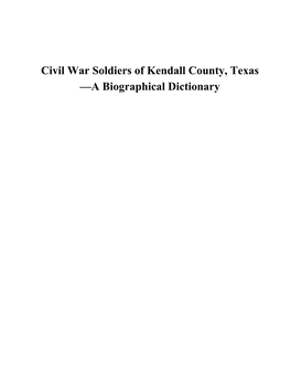 Civil War Soldiers of Kendall County, Texas