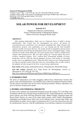 Solar Power for Development