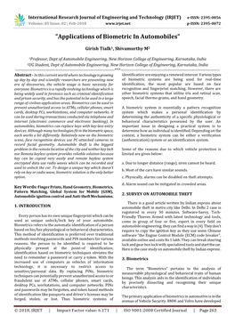 Applications of Biometric in Automobiles”