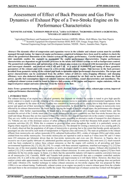 Assessment of Effect of Back Pressure and Gas Flow Dynamics of Exhaust Pipe of a Two-Stroke Engine on Its Performance Characteristics