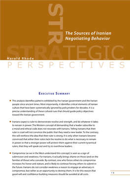 The Sources of Iranian Negotiating Behavior