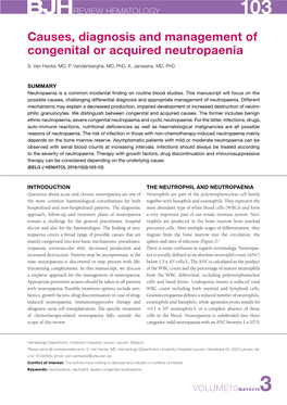 Causes, Diagnosis and Management of Congenital Or Acquired Neutropaenia