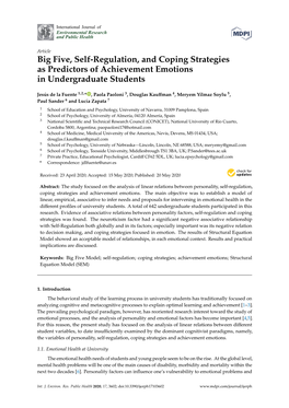 Big Five, Self-Regulation, and Coping Strategies As Predictors of Achievement Emotions in Undergraduate Students