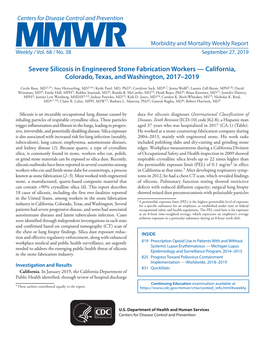 Severe Silicosis in Engineered Stone Fabrication Workers — California, Colorado, Texas, and Washington, 2017–2019