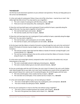 THE ROCK KEY Use This Key to Ask and Answer Questions on Your Unknown Rock Specimens