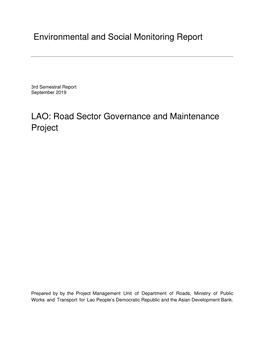 Road Sector Governance and Maintenance Project: Environmental