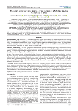 Hepatic Biomarkers and Coprology As Indicators of Clinical Bovine Fasciolosis in Chad