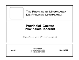 Provincial Gazette Provinsiale Koerant