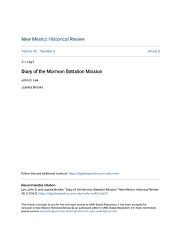 Diary of the Mormon Battalion Mission