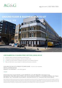 GROUND FLOOR & BASEMENT PUB to LET Deptford