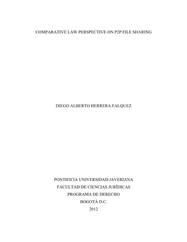 Comparative Law Perspective on P2p File Sharing Diego