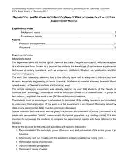 Separation, Purification and Identification of the Components of a Mixture Supplementary Material